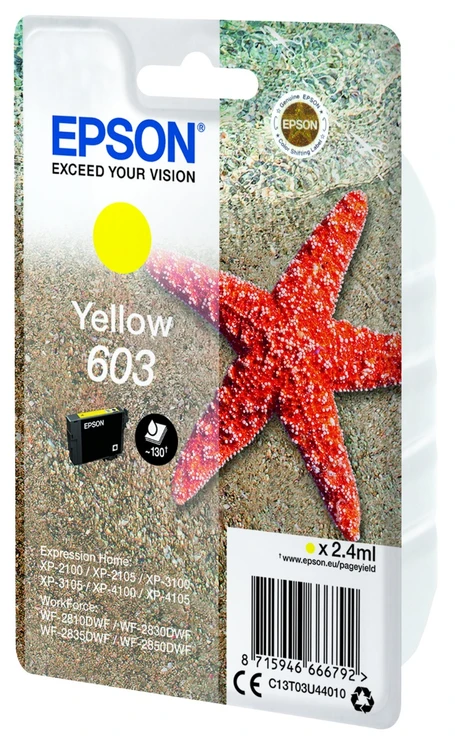 Epson 603 Yellow Ink Cartridge - (C13T03U44010 Starfish)