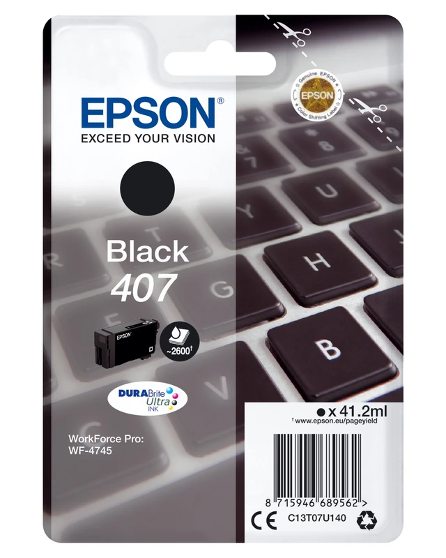 Epson 407 Black Ink Cartridge - (C13T07U140)
