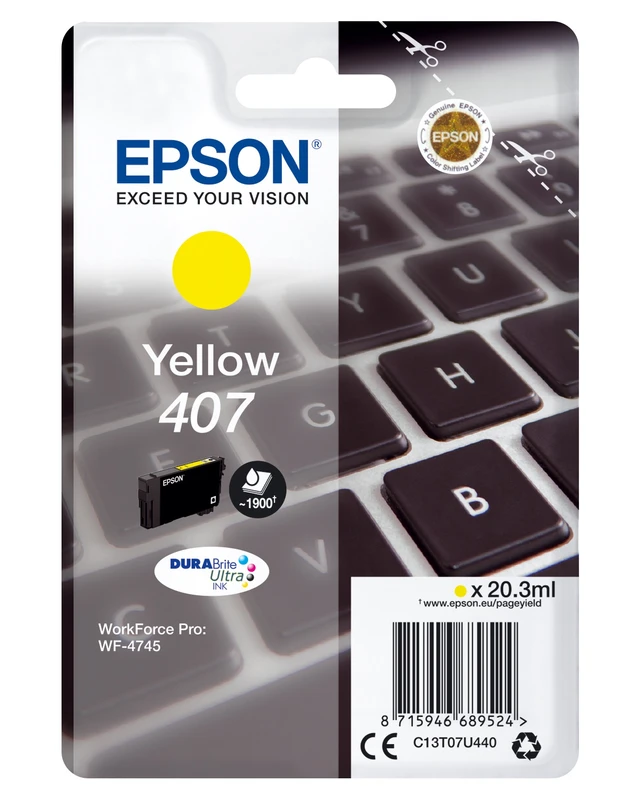 Epson 407 Yellow Ink Cartridge - (C13T07U440)