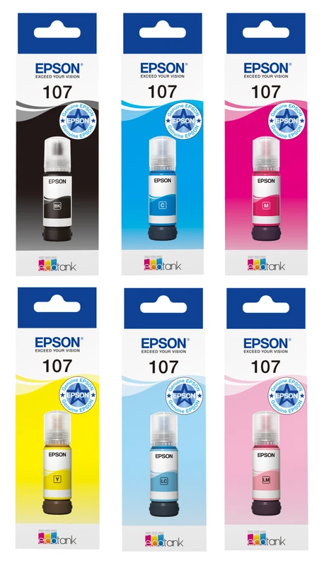 Epson 107 6 Colour Ecotank Ink Bottle Multipack - (C13T09B)