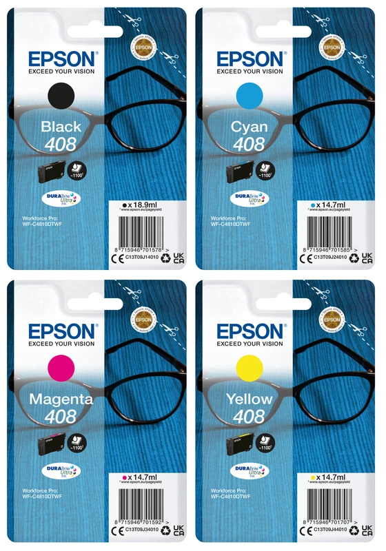 Epson DURABrite Ultra 408L 4 Colour High Capacity Ink Cartridge Multipack - (C13T09K)