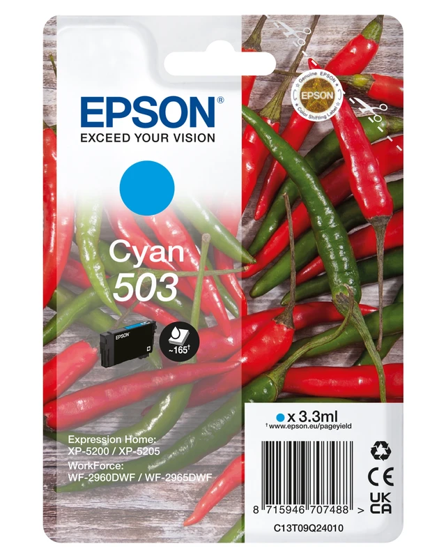 Epson 503 Cyan Ink Cartridge - (C13T09Q24010 Chilli)