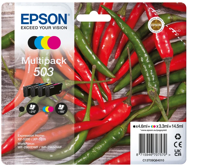 Epson 503 4 Colour Ink Cartridge Multipack - (C13T09Q64010 Chilli)