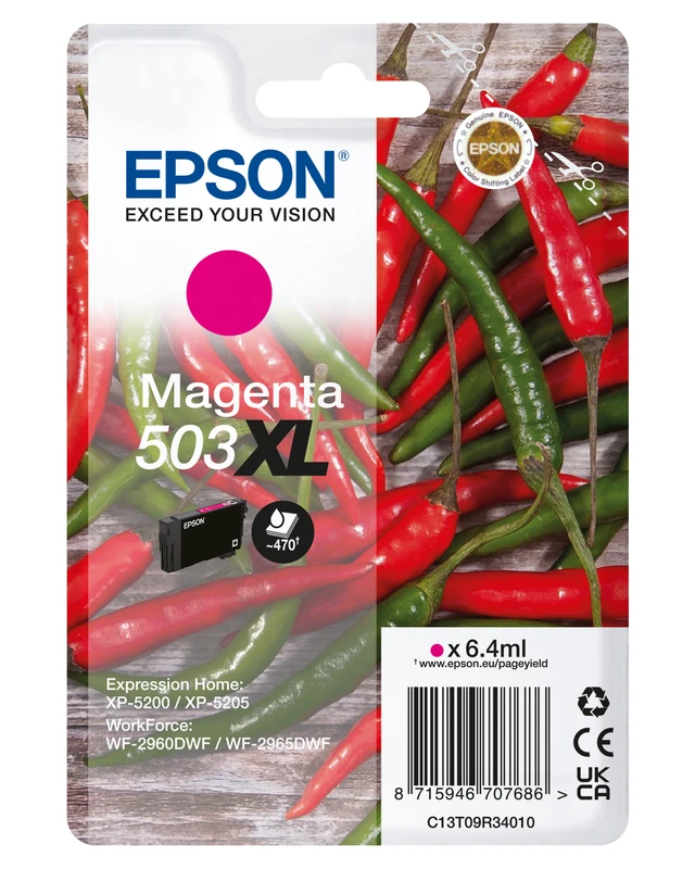 Epson 503XL High Capacity Magenta Ink Cartridge - (C13T09R34010 Chilli)