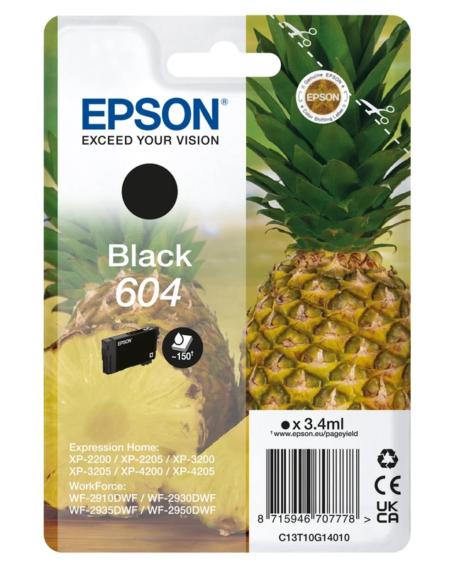 Epson 604 Black Ink Cartridge - (C13T10G14010 Pineapple)