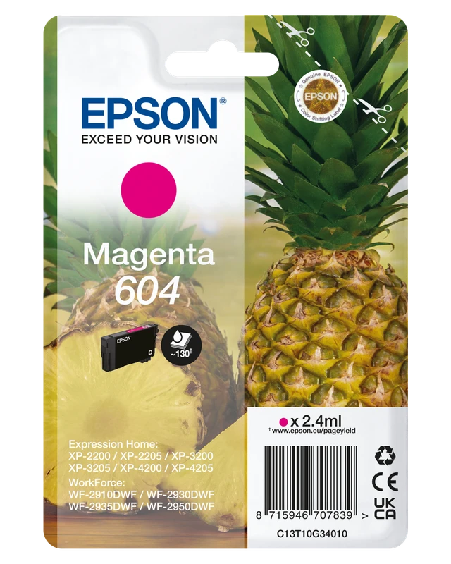 Epson 604 Magenta Ink Cartridge - (C13T10G34010 Pineapple)