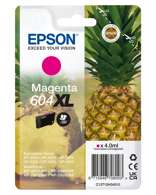 Epson 604XL High Capacity Magenta Ink Cartridge - (C13T10H34010 Pineapple)