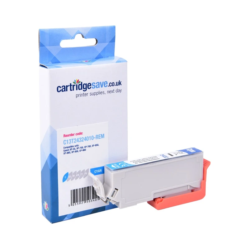 Compatible Epson 24XL High Capacity Cyan Ink Cartridge - (C13T24324010 Elephant)