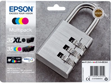 Epson 35XL / 35 High Capacity 4 Colour Ink Cartridge Multipack - (C13T35994010 Padlock)