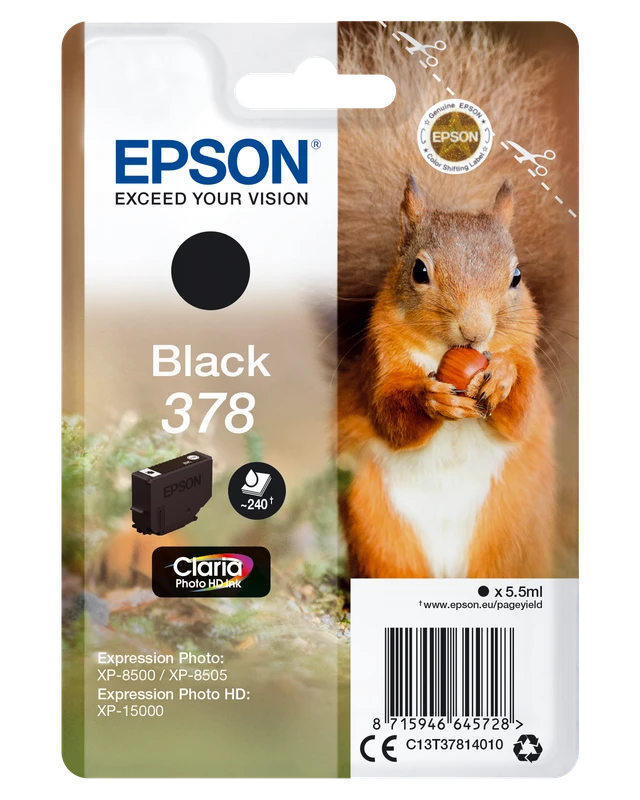 Epson 378 Black Ink Cartridge - (T3781 Squirrel)