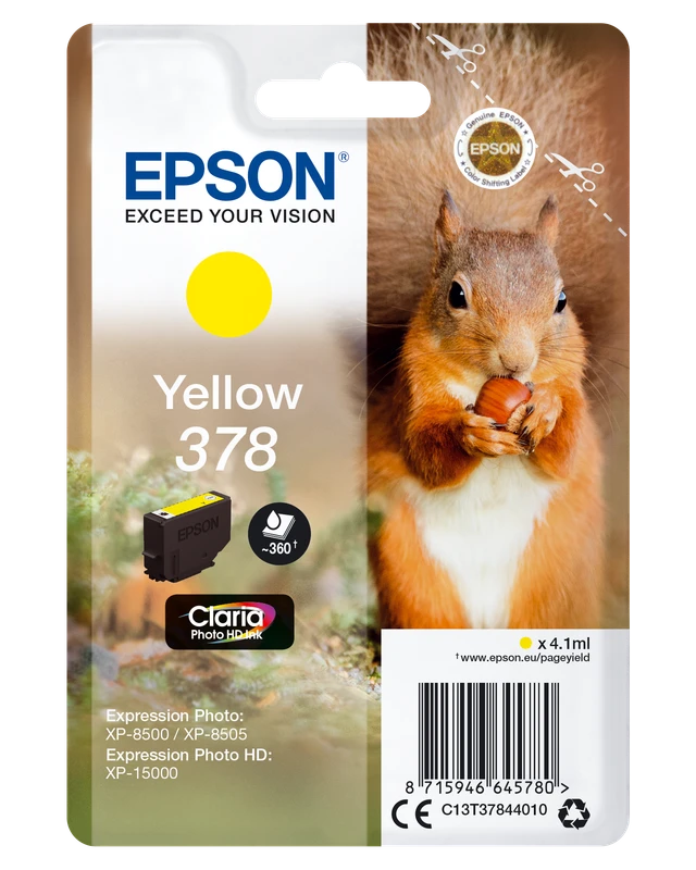 Epson 378 Yellow Ink Cartridge - (T3784 Squirrel)