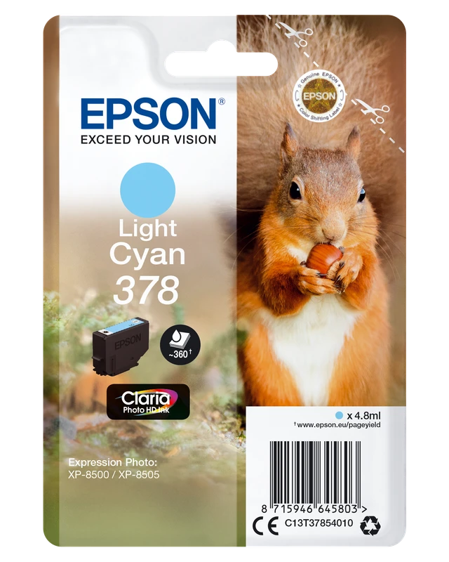 Epson 378 Light Cyan Ink Cartridge - (T3785 Squirrel)