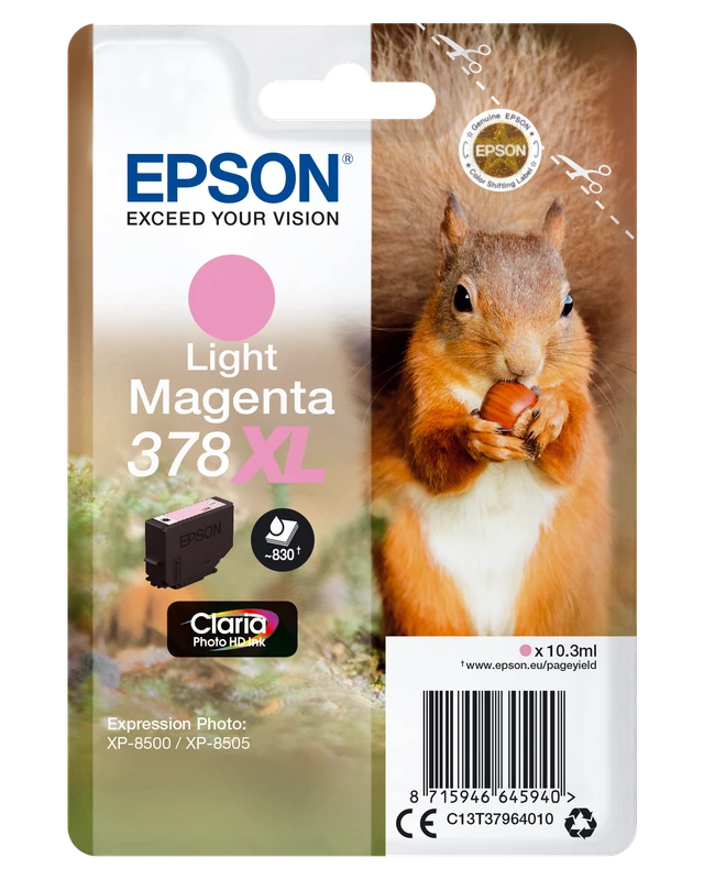 Epson 378 Light Magenta Ink Cartridge - (T3786 Squirrel)
