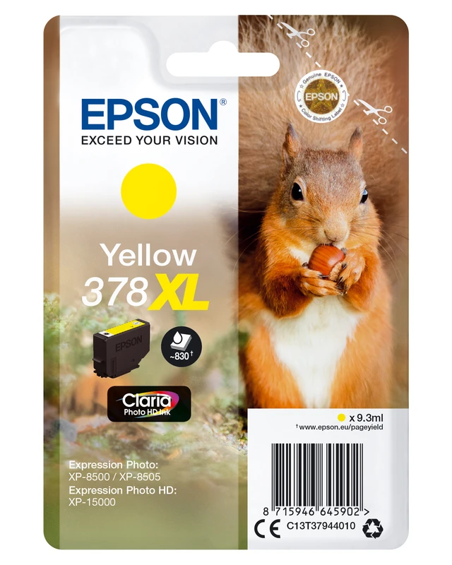 Epson 378XL High Capacity Yellow Ink Cartridge - (T3794 Squirrel)