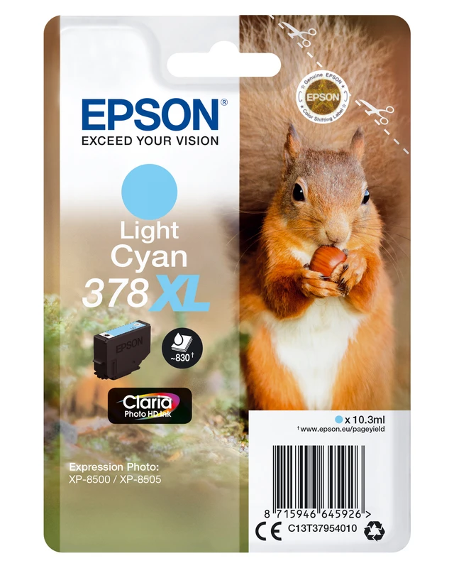 Epson 378XL High Capacity Light Cyan Ink Cartridge - (T3795 Squirrel)