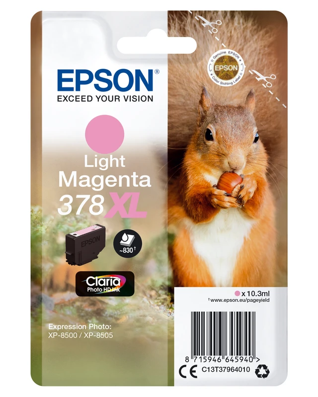 Epson 378XL High Capacity Light Magenta Ink Cartridge - (T3796 Squirrel)