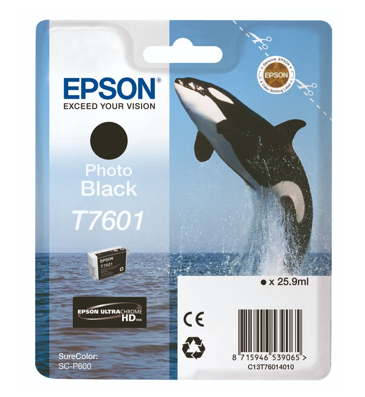 Epson T7601 Photo Black Ink Cartridge - (C13T760140 Killer Whale)