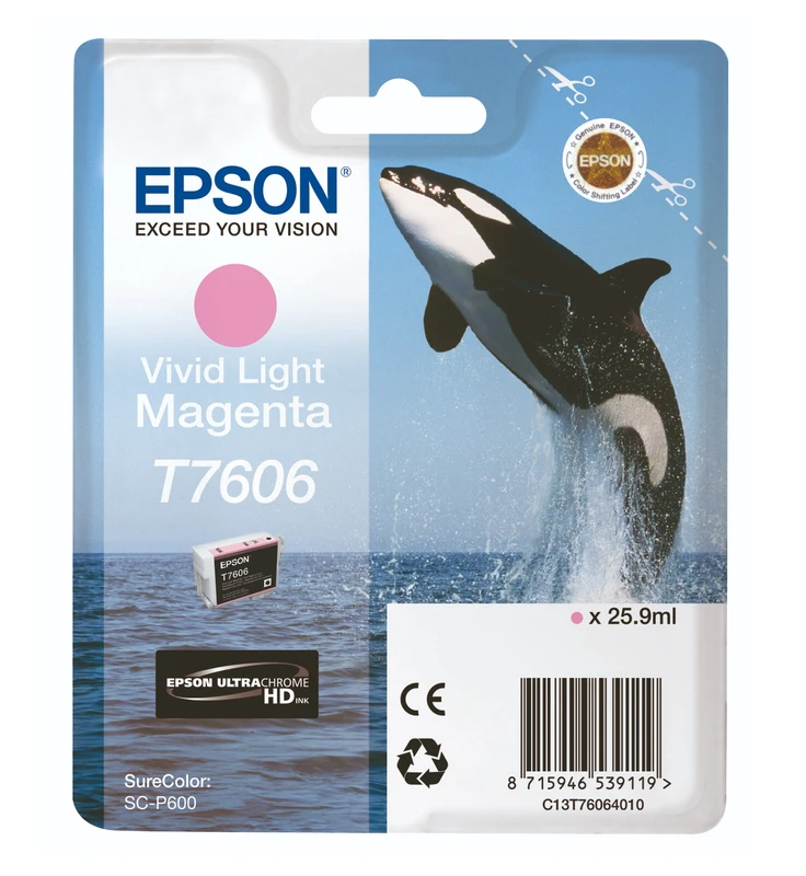 Epson T7606 Vivid Light Magenta Ink Cartridge - (C13T760640 Killer Whale Ultrachrome HD Ink Cartridge)