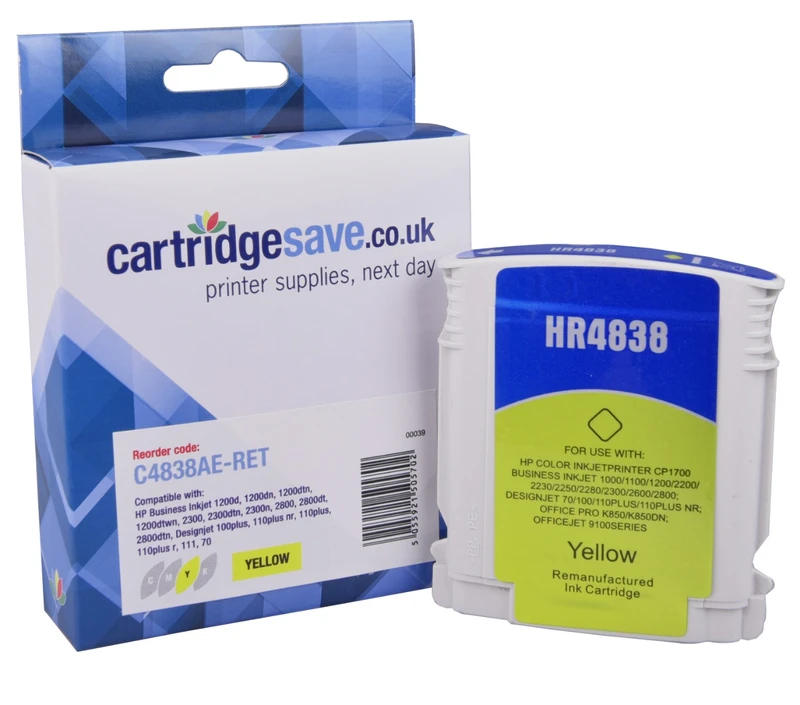 Compatible HP 11 Yellow Printer Cartridge - (C4838AE)