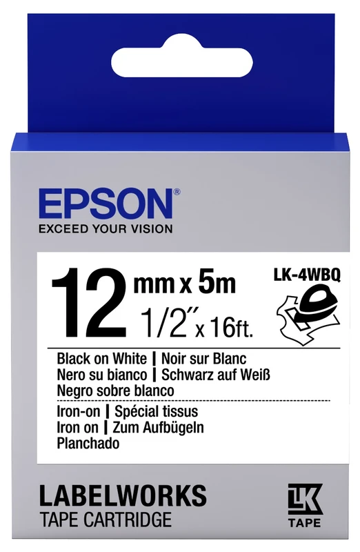 Epson C53S654024 Black On White Labelling Tape 12mm x 5m - (LK-4WBQ)