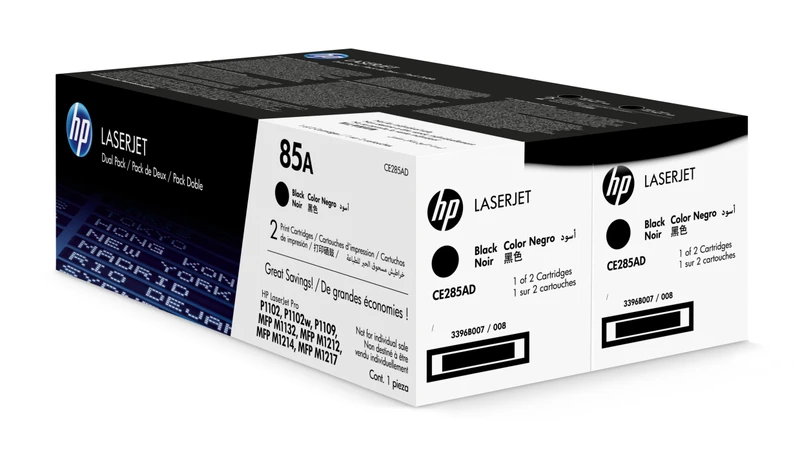 HP 85A Black Toner Cartridge Twin Pack (CE285AD)