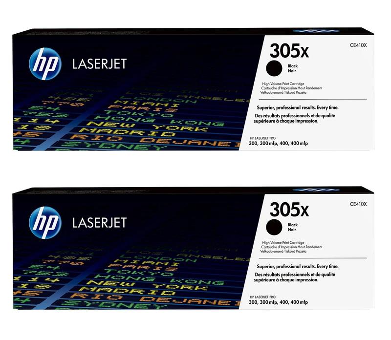 HP 305X High Capacity Black Toner Cartridge Twin Pack - (CE410XD)