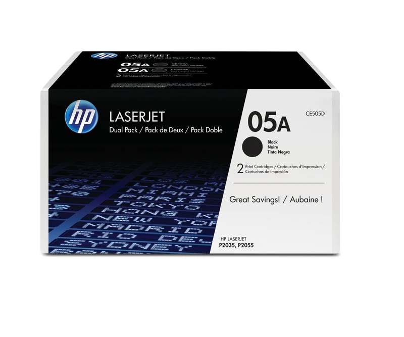 HP 05A Black Toner Cartridge Twin Pack (CE505D)