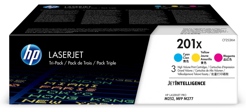 HP 201X High Capacity 3 Colour Toner Cartridge Multipack (CF253XM)