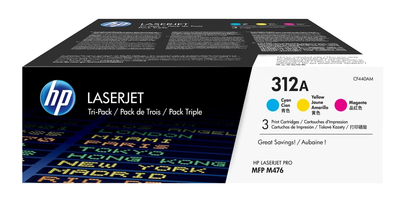 HP 312A 3 Colour Toner Cartridge Multipack - (CF440AM)