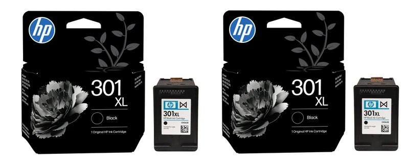 HP 301XL High Capacity Black Ink Cartridge Twin Pack (D8J45AE)
