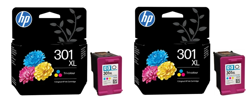 HP 301XL High Capacity Tri-Colour Ink Twin Pack - (D8J46AE)