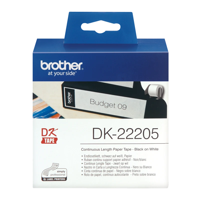 Brother DK-22205 Black On White 62mm x 30.48m Strong Adhesive Continuous Tape Paper (DK22205 Tape)
