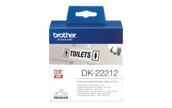 Brother DK-22212 Black On White 62mm x 15.24m Permanent Adhesive Continuous White Film Tape