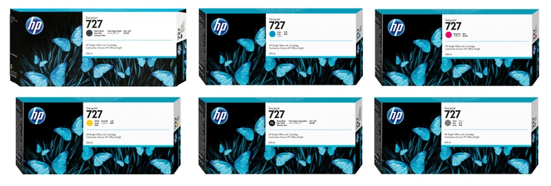 HP 727 Extra High Capacity 6 Colour Ink Cartridge Multipack