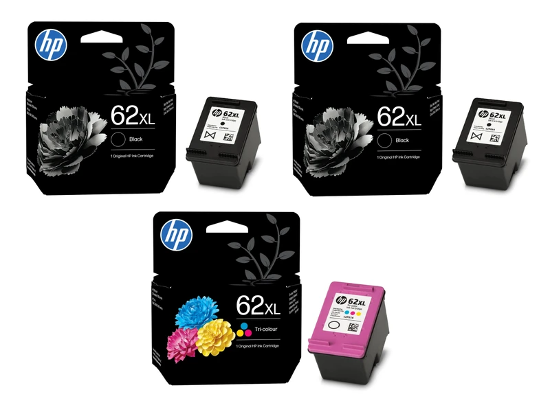 HP 62XL High Capacity 2 x Black & 1 x Tri-Colour Ink Cartridge Multipack