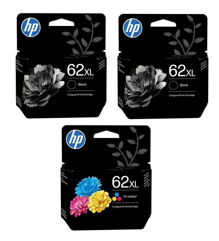 HP 62XL High Capacity 2 x Black & 1 x Tri-Colour Ink Cartridge Multipack