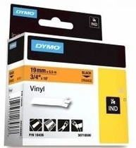 Dymo 18436 Black On Orange Vinyl Adhesive Labels 19mm x 5.5m (S0718500)