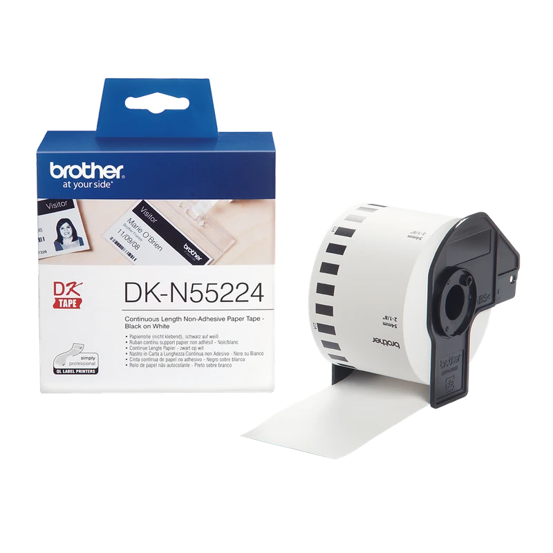 Brother DK-N55224 Black On White 54mm x 30.5m Non Adhesive Tape Paper (DKN55224 Tape)