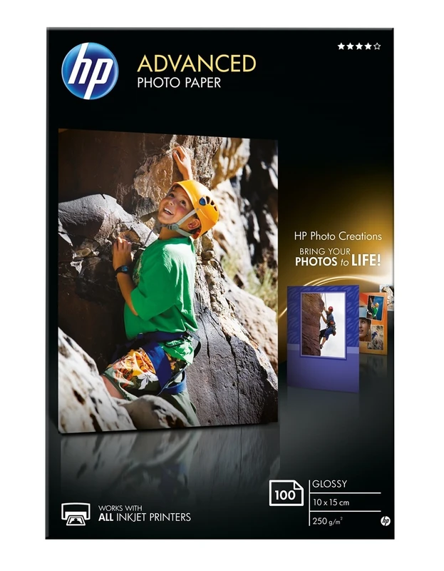HP 250gsm Q8692A Advanced Glossy Photo Paper x 100 Sheets (10 x 15cm - 4 x 6")