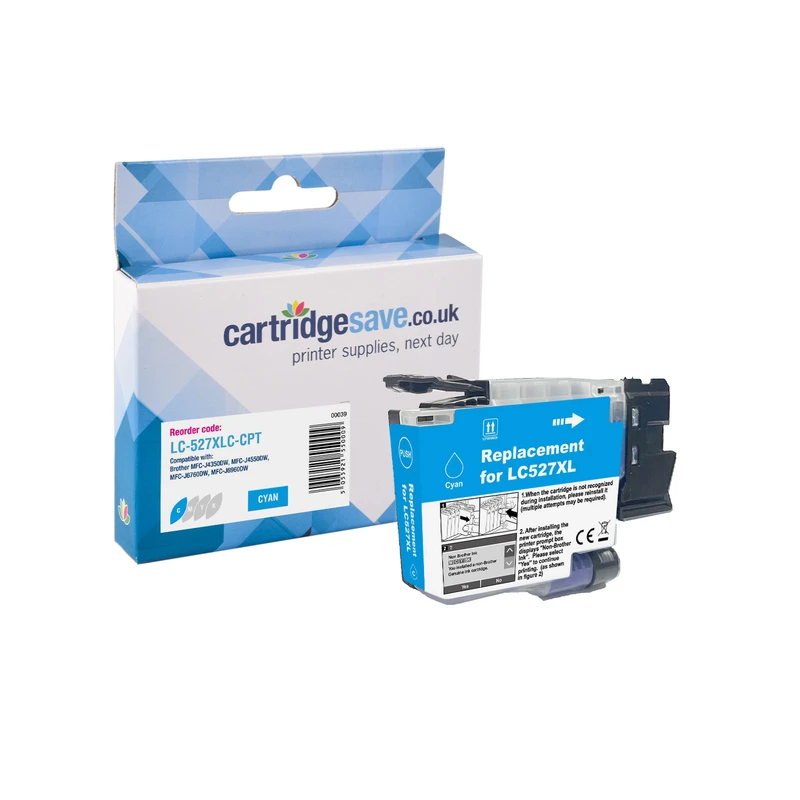 Compatible High Capacity Brother LC-527XLC Cyan Ink Cartridge