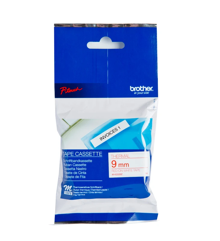 Brother MK-222BZ Red On White Laminated P-Touch Adhesive Labelling Tape 9mm x 8m