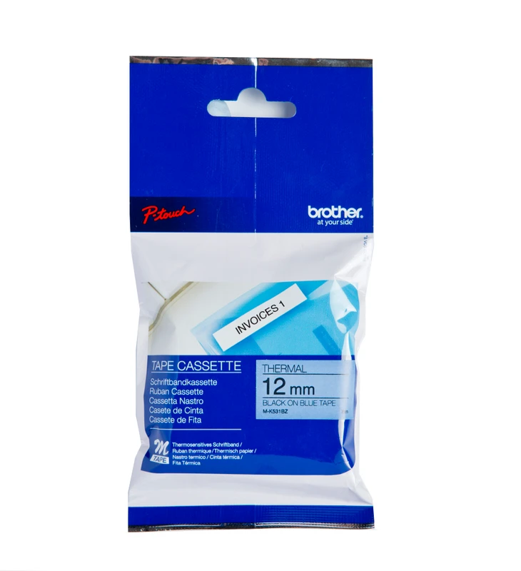 Brother MK-531BZ Black On Blue Laminated P-Touch Adhesive Labelling Tape 12mm x 8m