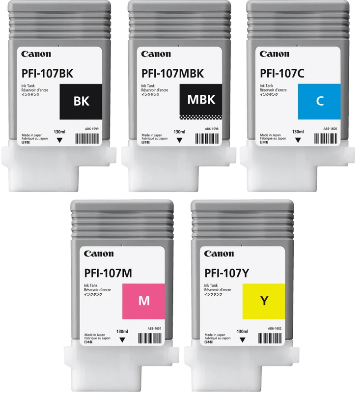 Canon PFI-107 5 Colour Ink Cartridge Multipack
