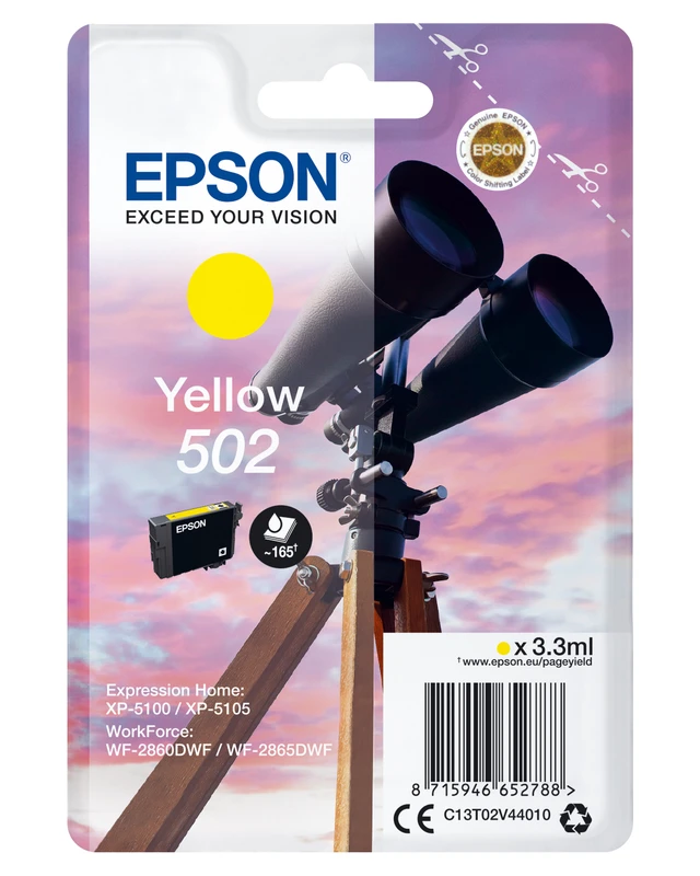 Epson 502 Yellow Ink Cartridge - (C13T02V44010 Binoculars)