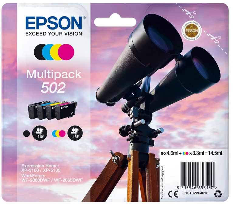 Epson 502 4 Colour Ink Cartridge Multipack - (C13T02V64010 Binoculars)