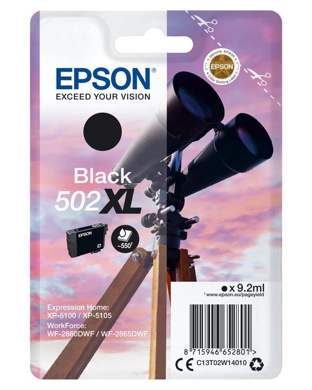 Epson 502XL High Capacity Black Ink Cartridge - (C13T02W14010 Binoculars)