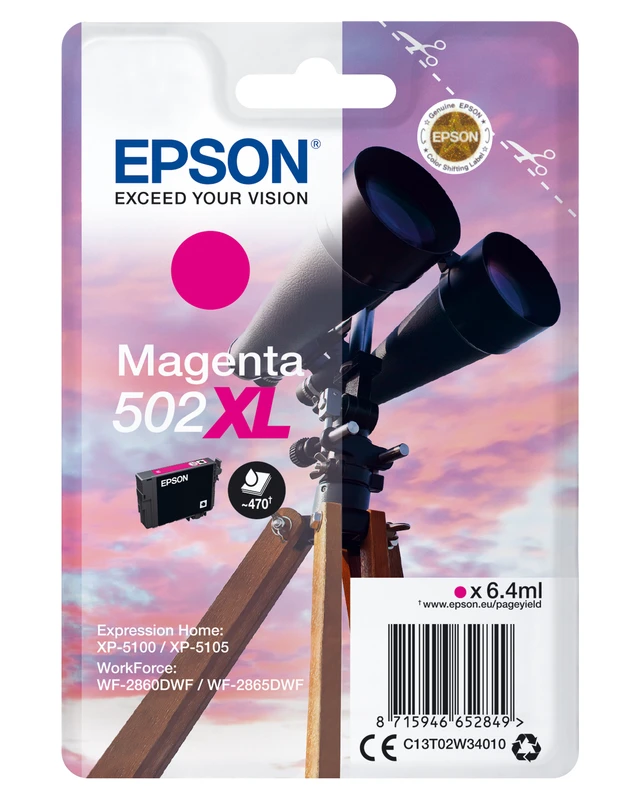 Epson 502XL High Capacity Magenta Ink Cartridge - (C13T02W34010 Binoculars)