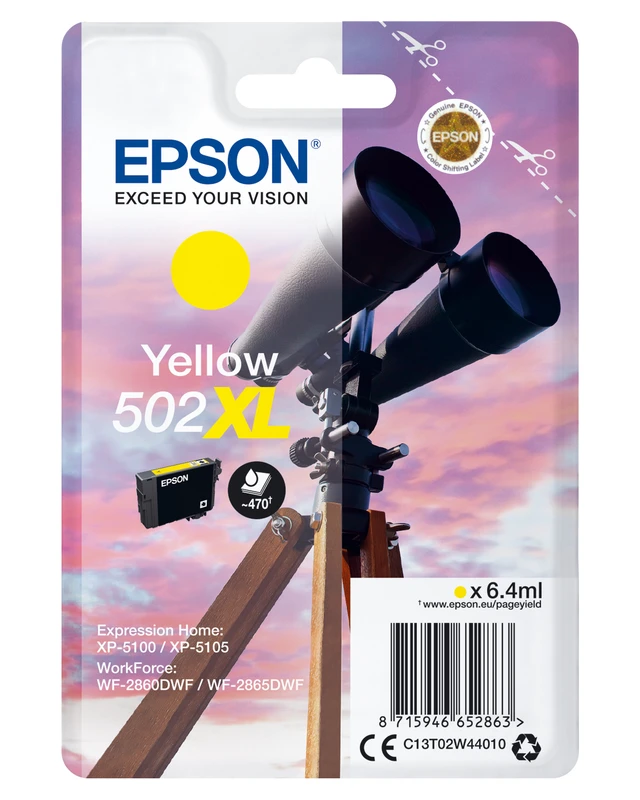 Epson 502XL High Capacity Yellow Ink Cartridge - (C13T02W44010 Binoculars)