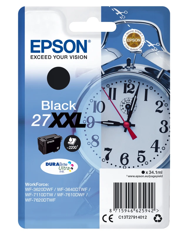 Epson 27XXL Extra High Capacity Black Ink Cartridge - (T2791 Alarm Clock)