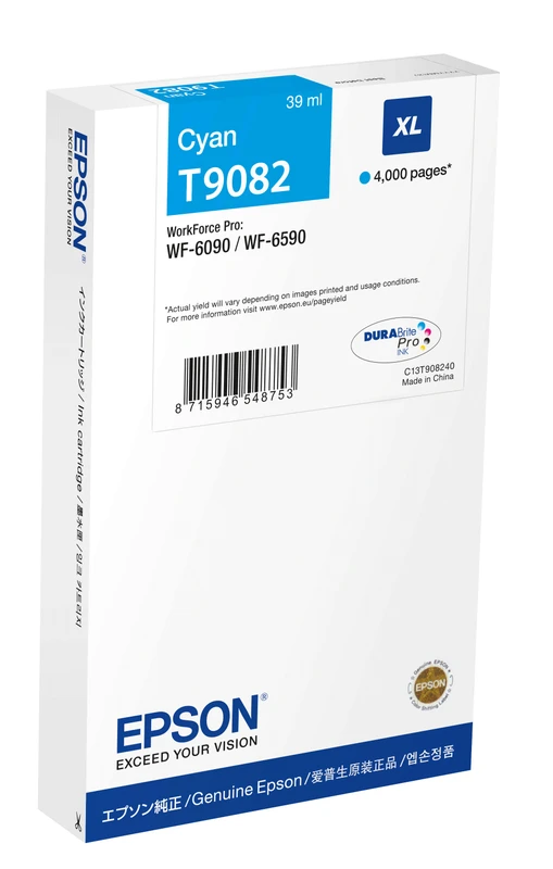 Epson T9082 High Capacity Cyan Ink Cartridge - (C13T908240)
